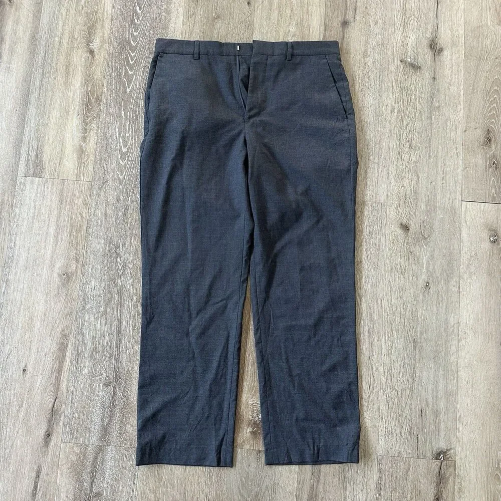 J. Crew Men’s Dark Grey Charcoal 100% Wool Dress Pants Flat Front Business 33x30